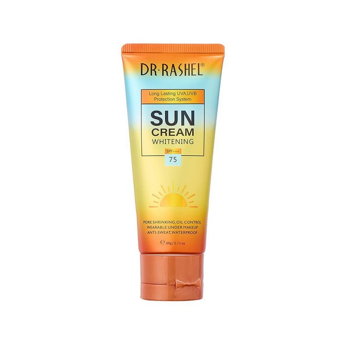 مشخصات،قیمت و خرید کرم ضد آفتاب دکتر راشل Dr Rashel مدل سفید کننده Whitening حجم 60 میل SPF 75 بدون رنگ